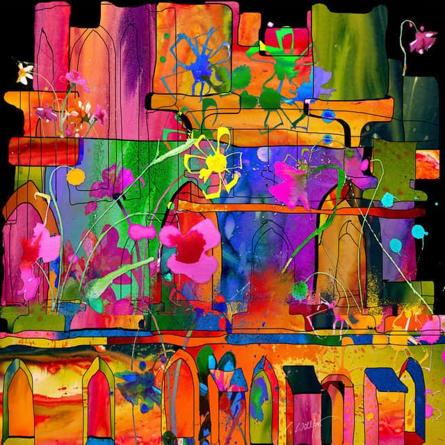 Klosterblumen mit Haus _quadratisch — Bild von Michael Willfort