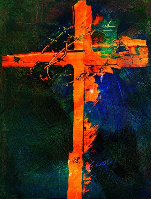 Farben_Kreuz_grob_bunt_dramatisch_Dunkel — Bild von Michael Willfort