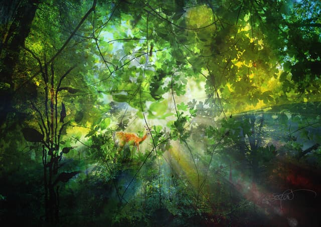Kunst das scheue Tier im Wald — Bild von Michael Willfort