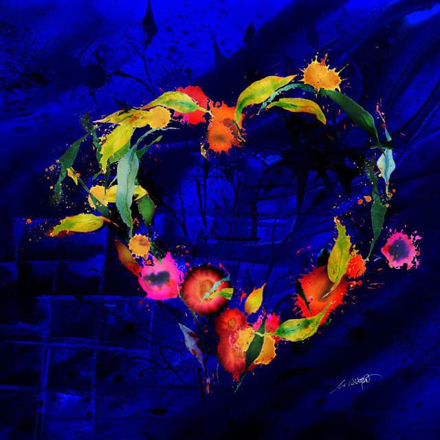 Blumenherz blau 3D — Bild von Michael Willfort
