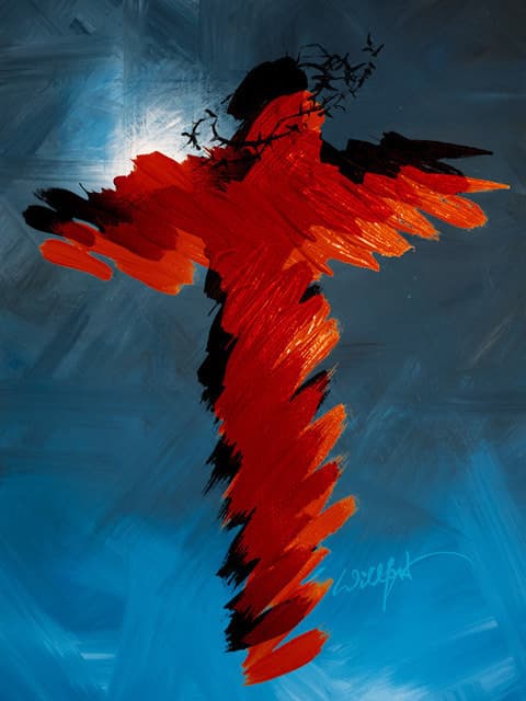 Kreuz Dornen Licht 2 Engel — Bild von Michael Willfort