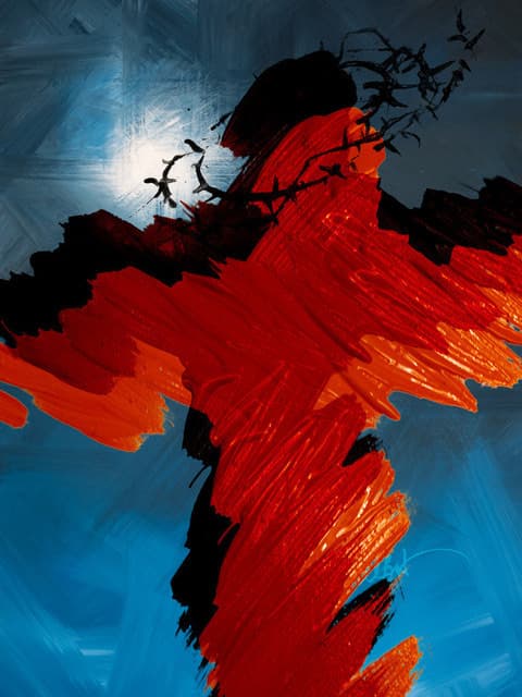 Kreuz Dornen Licht 2 Engel Detail — Bild von Michael Willfort