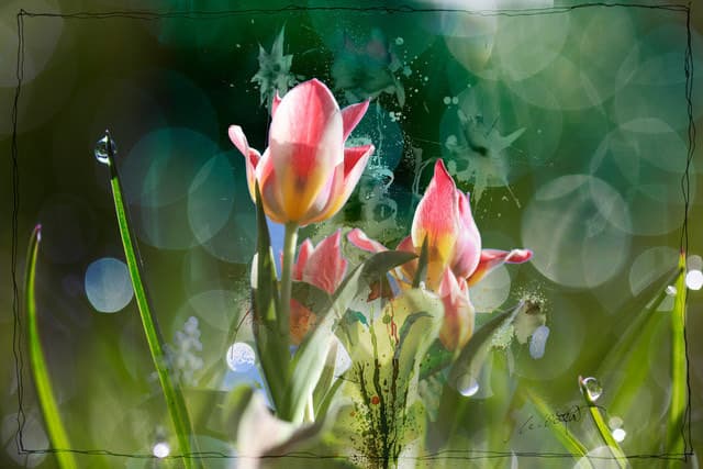 Tulpen Gras Tropfen zarter Rand — Bild von Michael Willfort