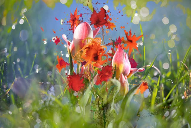 Blumen Tropfen im Gras — Bild von Michael Willfort