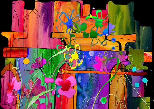 Klosterblumen mit Haus _quer — Bild von Michael Willfort